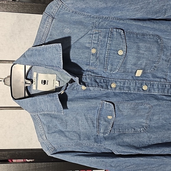 G-Star Raw Blue Button Shirt Size Small New - Picture 3 of 7